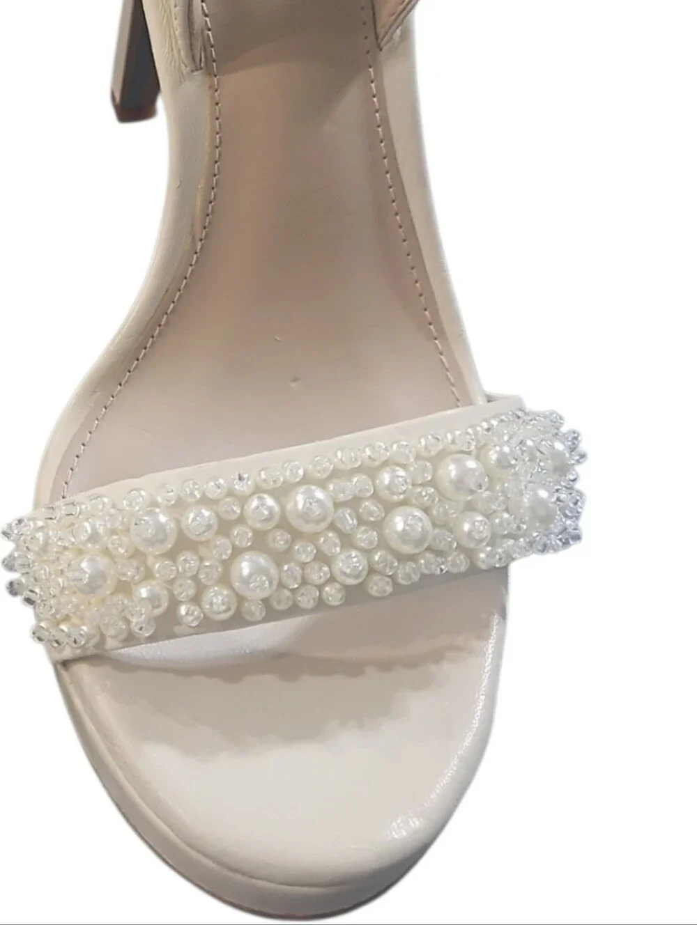 Sam Edelman Jade Perla Pearl Embellished Platform Sandals Ivory 8.5
